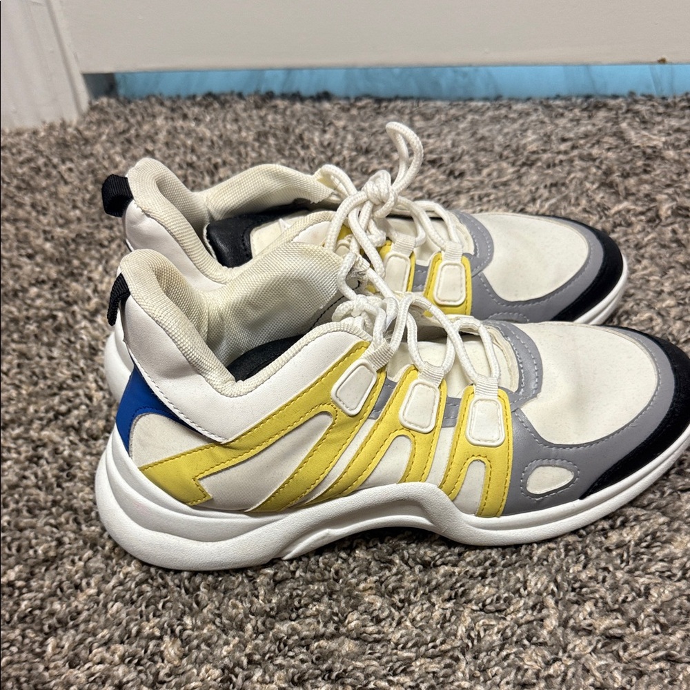 Henry Ferrera White and Yellow Athletic Shoes